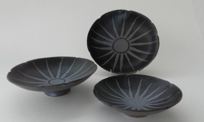 3 Blue Sunburst Bowls
