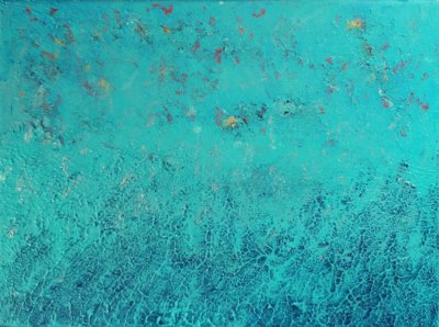 Only the Blue Sea (acrylic on canvas plus texture) 30x40 cms. Signed and dated 2020