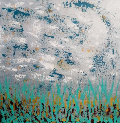 Spring #2 (acrylic with texture on canvas) 60x60cms. Signed and dated 2021
