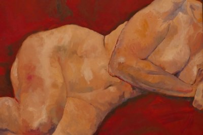 Nude on Red Sofa
