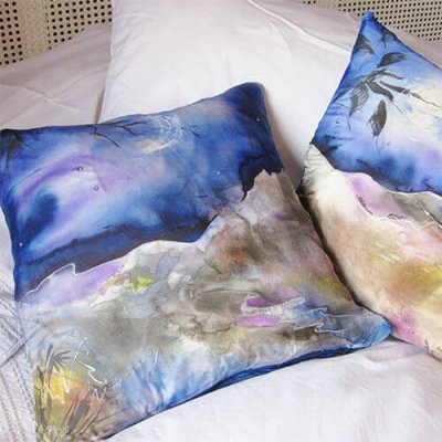 hand painted silk cushion covers
