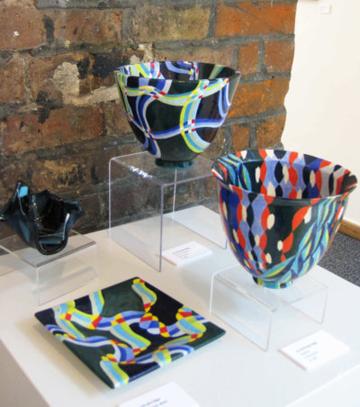 Jo Pethybridge - ceramics. Ann Froomberg - fused glass dish