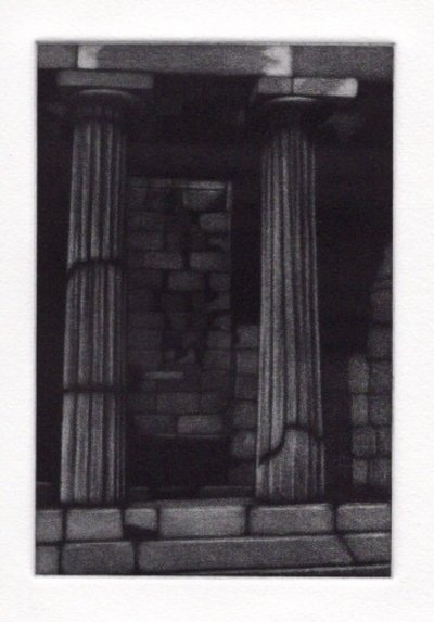 Postcard from Delphi mezzotint 10x 14cm copy